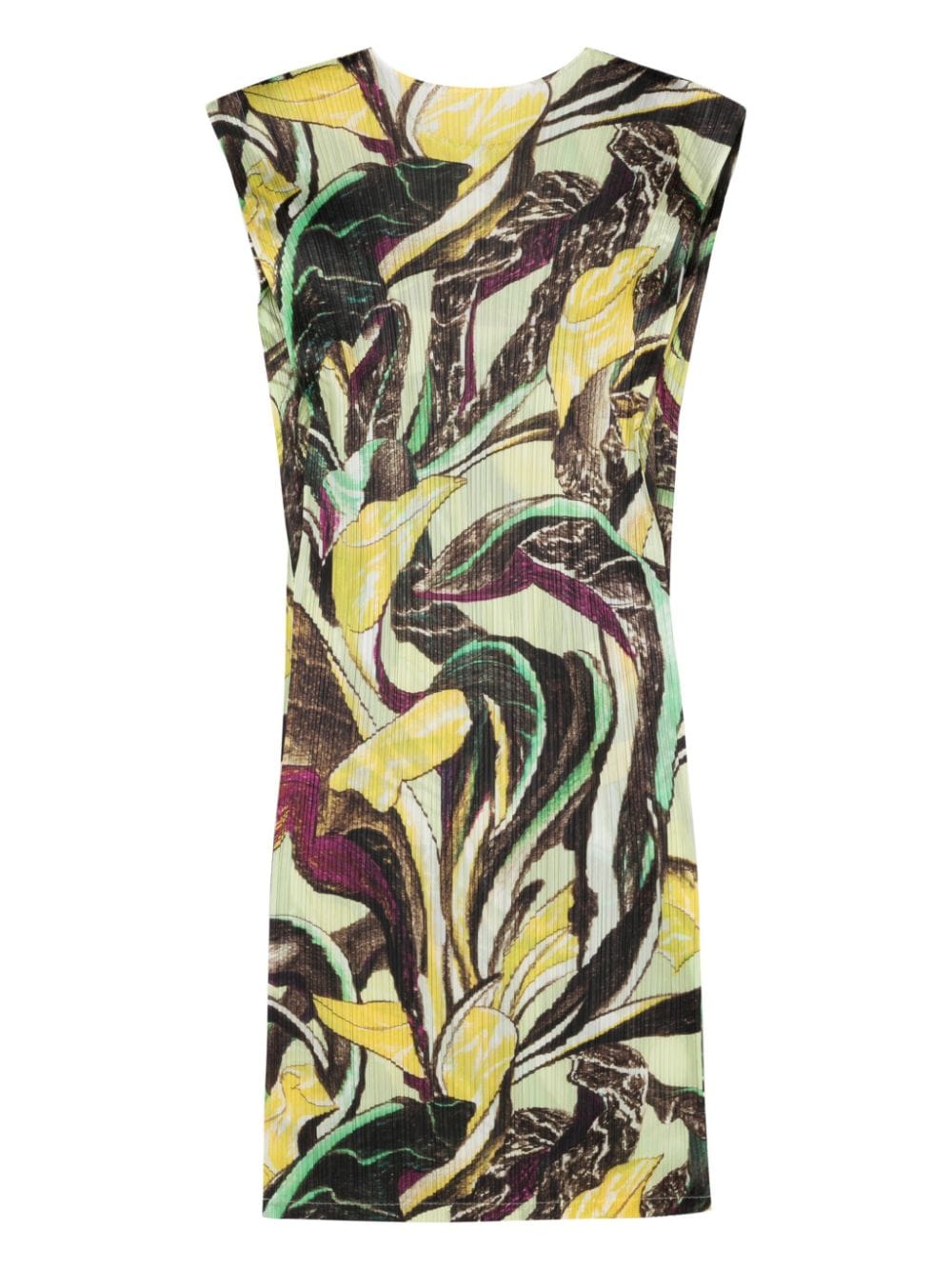 Pleats Please Issey Miyake floral-print plissé midi dress - Groen