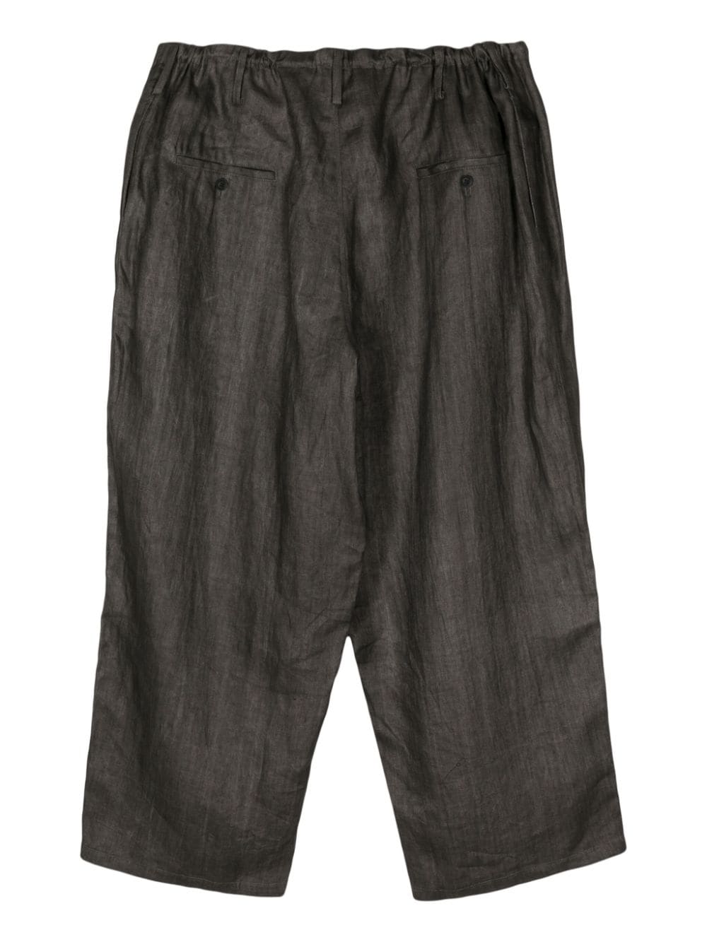 Yohji Yamamoto cropped linen trousers - Zwart