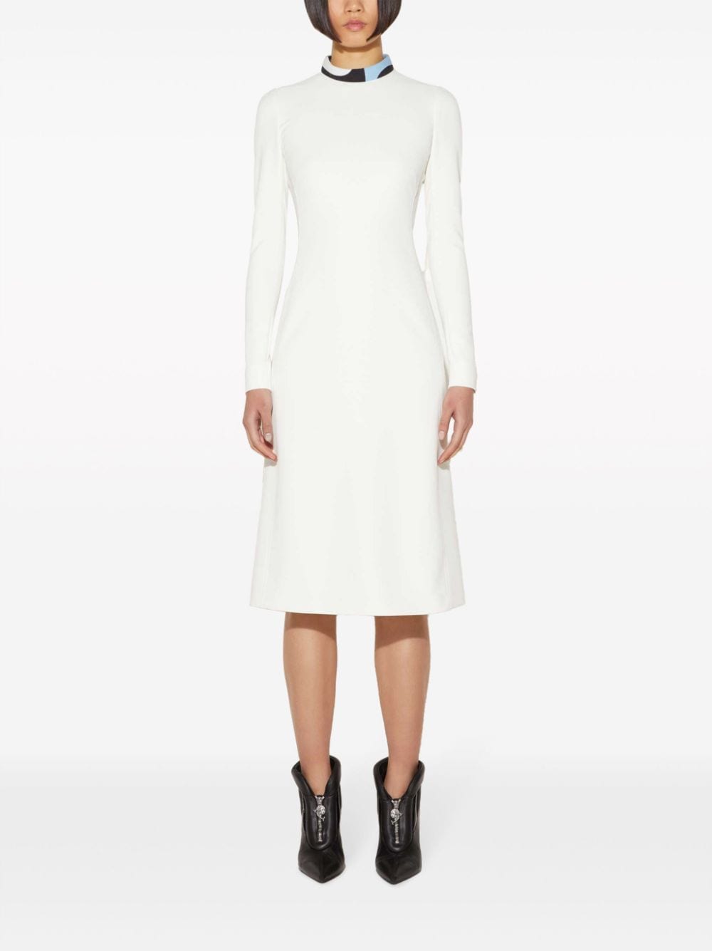 PUCCI Midi-jurk met contrasterende kraag - Wit