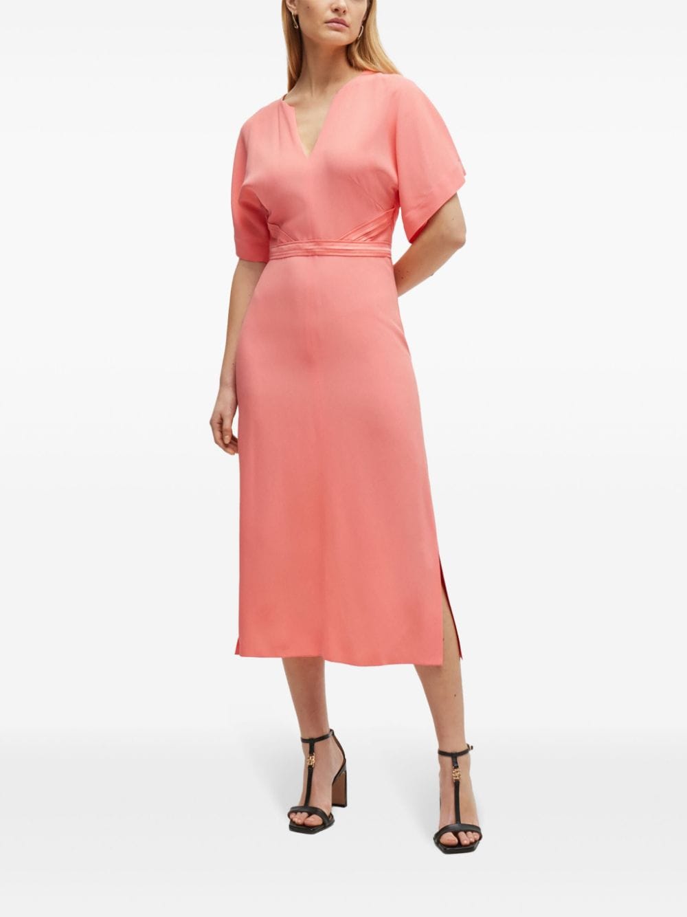 BOSS Midi-jurk met V-hals - Roze