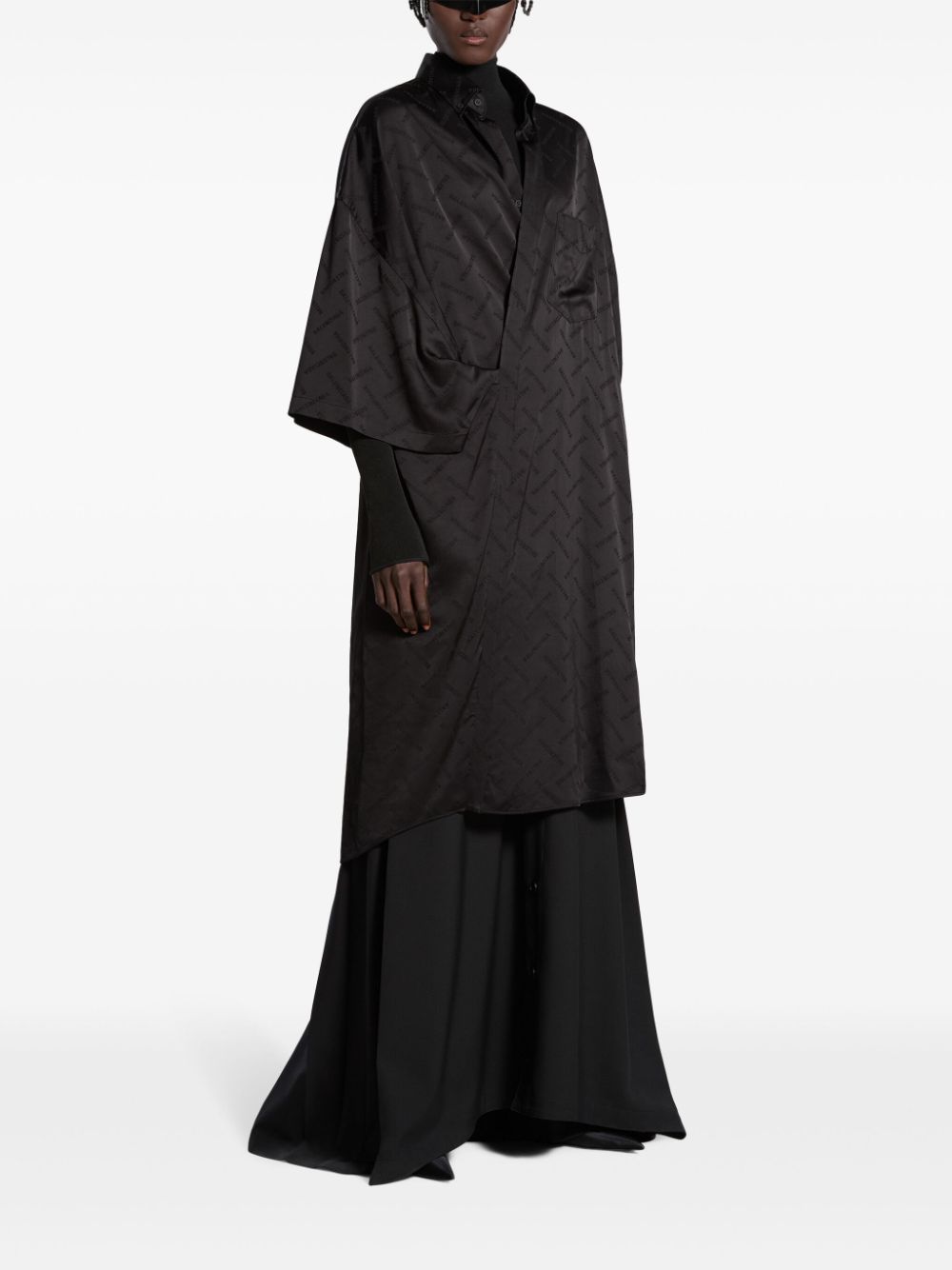 Balenciaga logo-jacquard wrap dress - Zwart