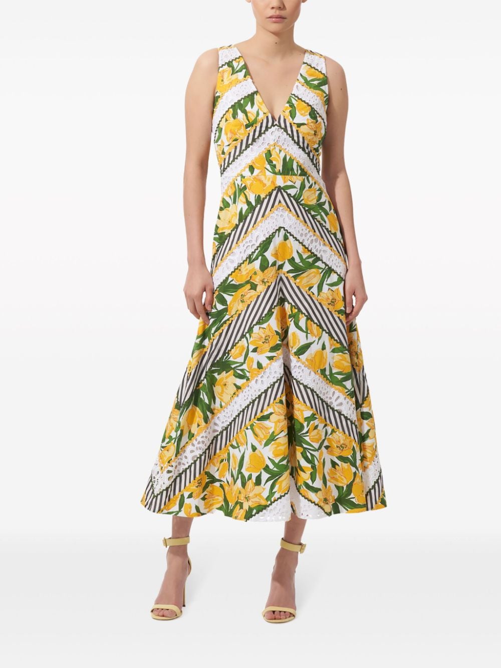 Carolina Herrera Midi-jurk met patchwork - Groen
