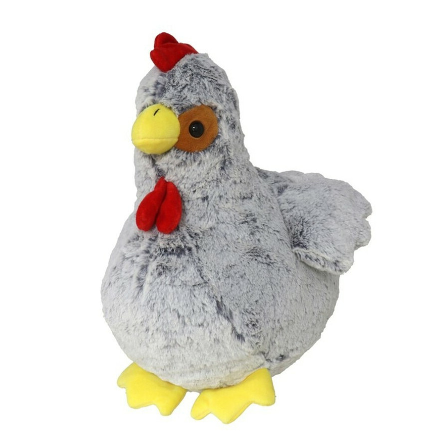 Gerimport Pluche kip knuffel - 30 cm - grijs - boederijdieren kippen knuffels -