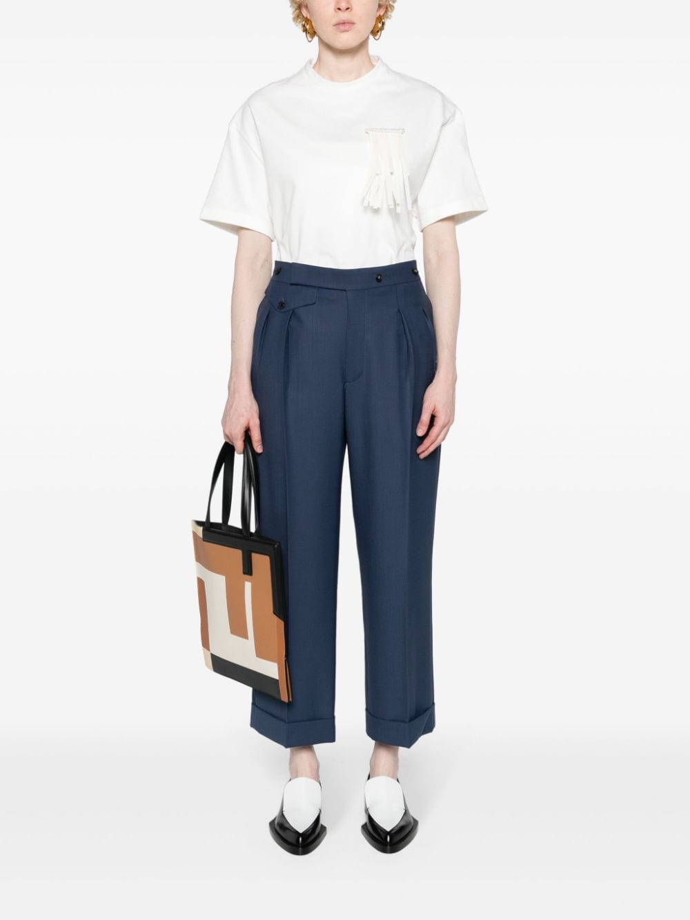 Victoria Beckham cropped tailored trousers - Blauw