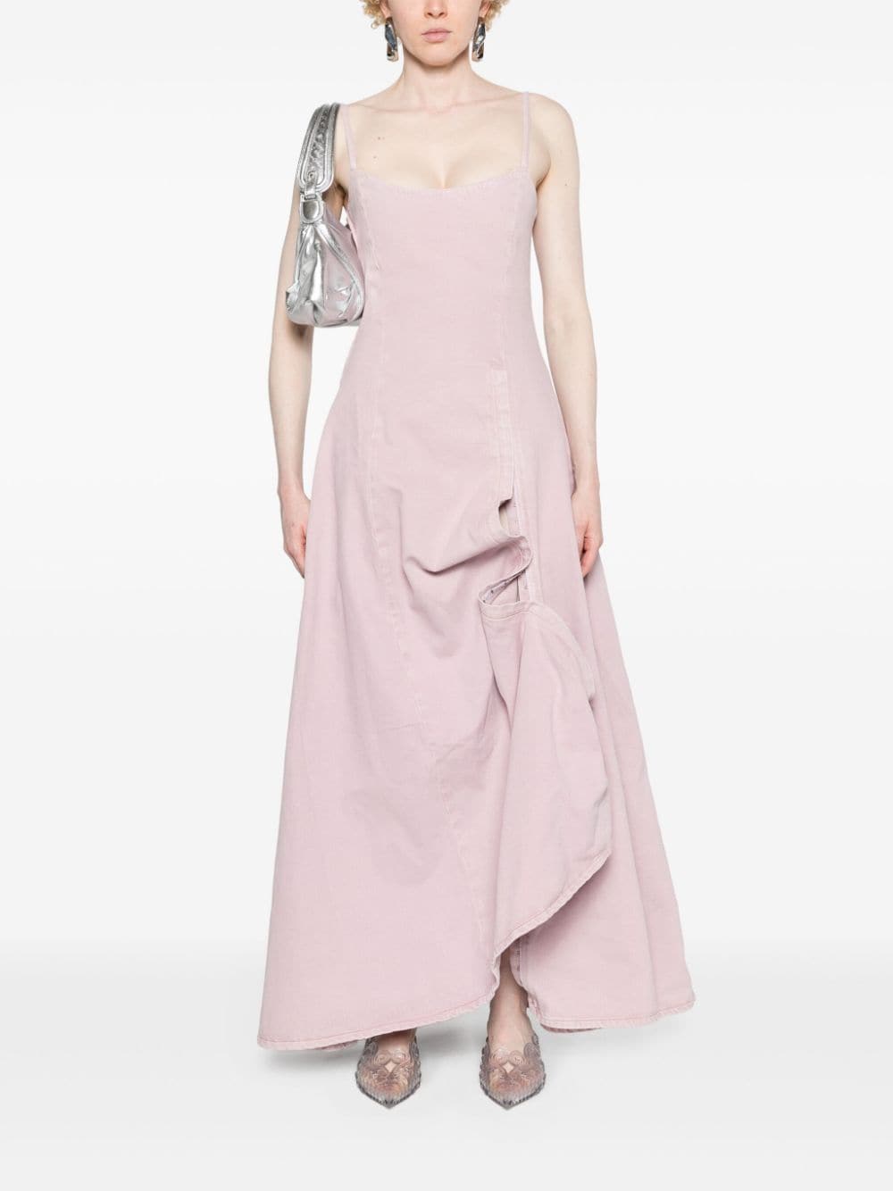 Y/Project leg-out denim maxi dress - Roze