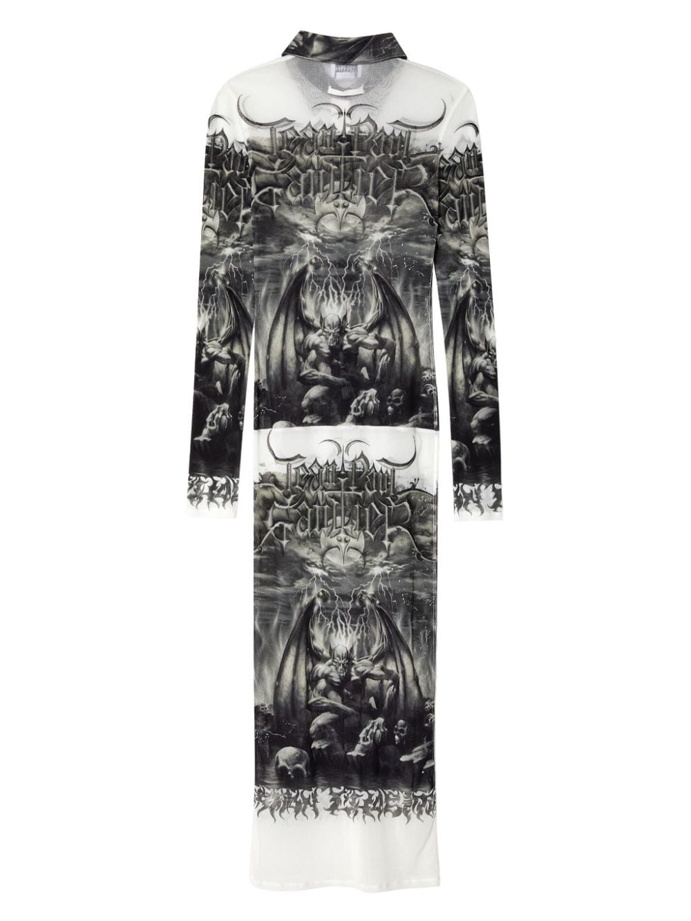 Jean Paul Gaultier Diablo-print midi shirt dress - Zwart