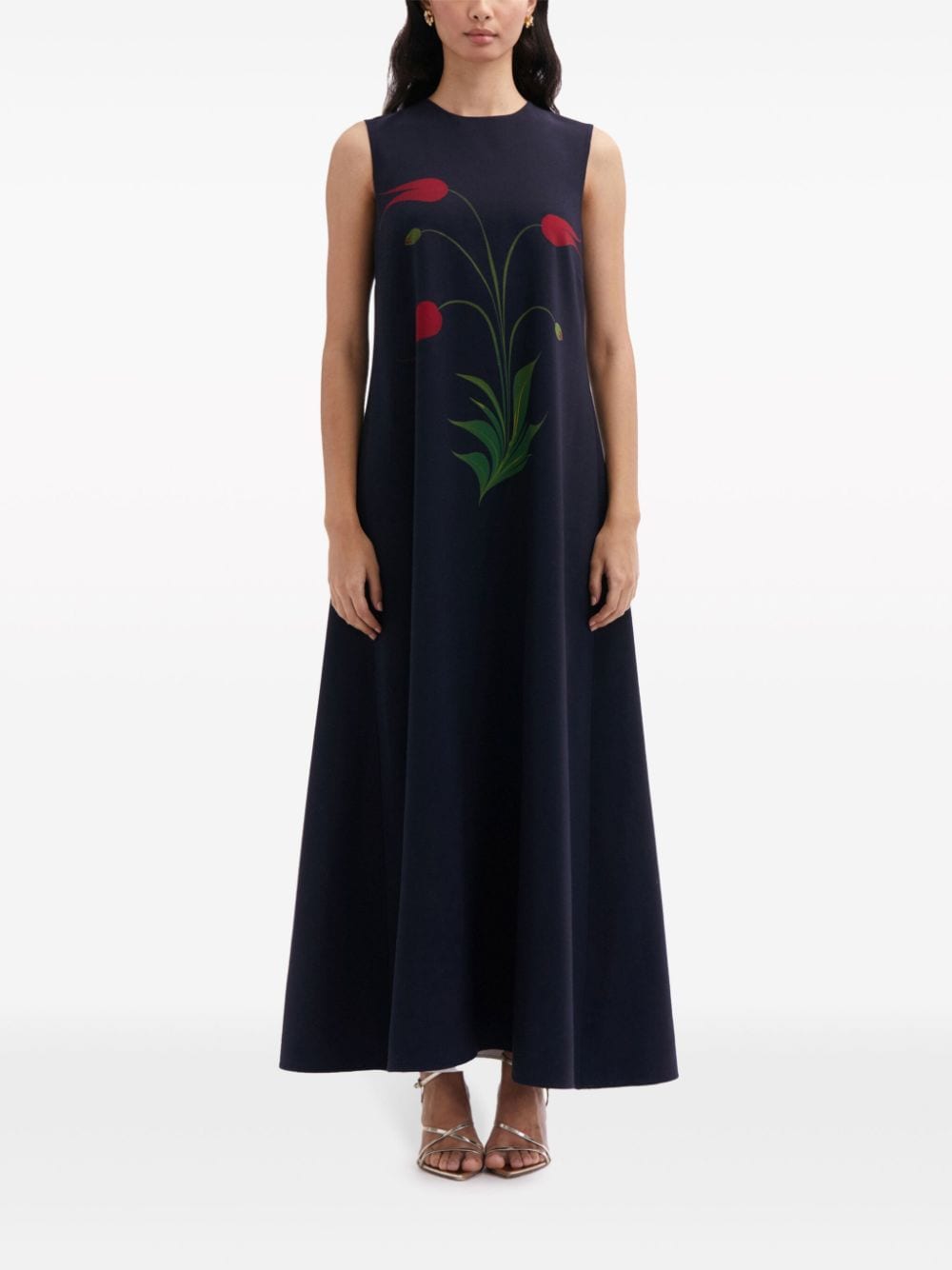 Oscar de la Renta Tulip floral-print maxi dress - Blauw