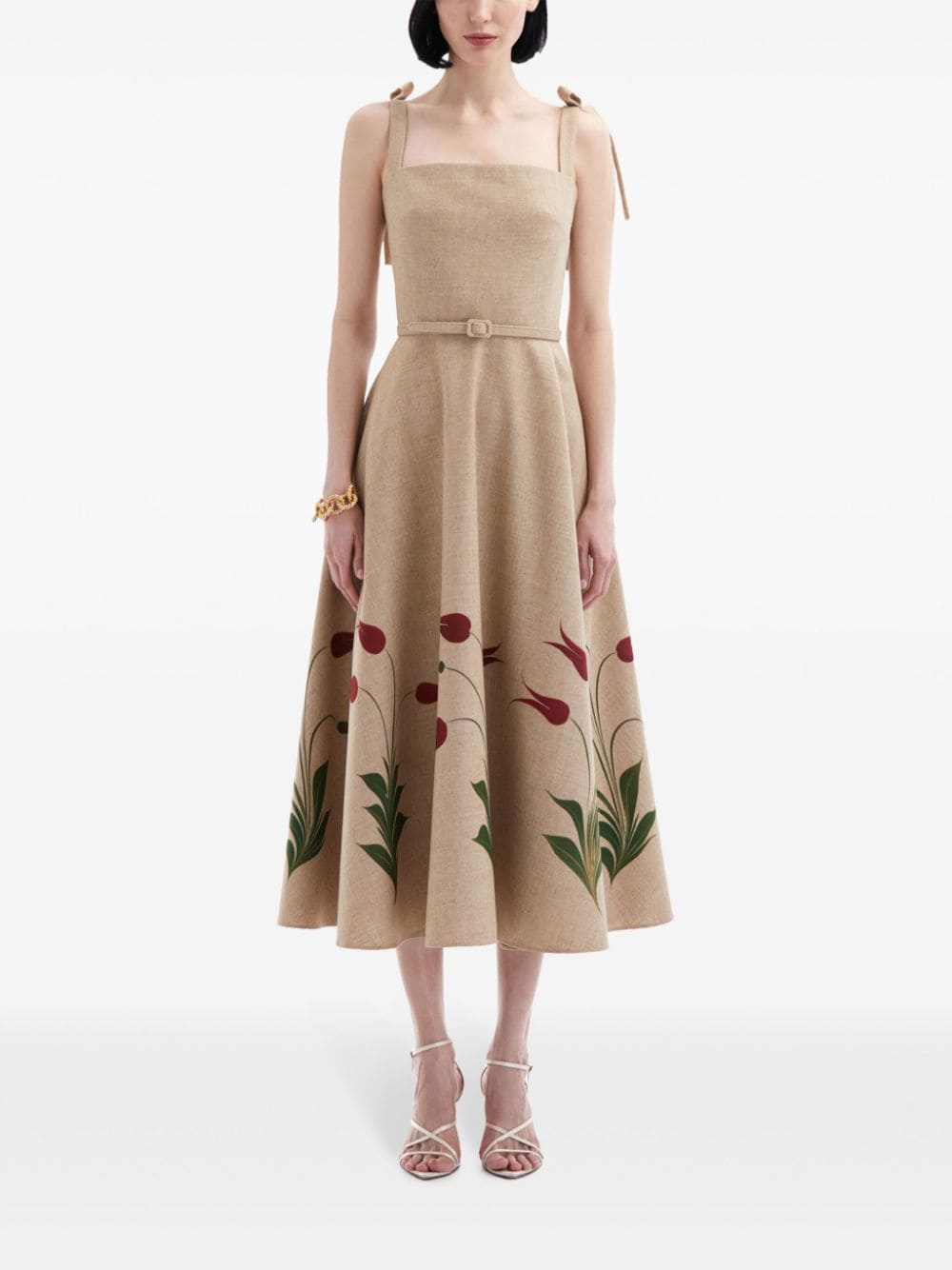 Oscar de la Renta Tulip floral-print canvas dress - Beige