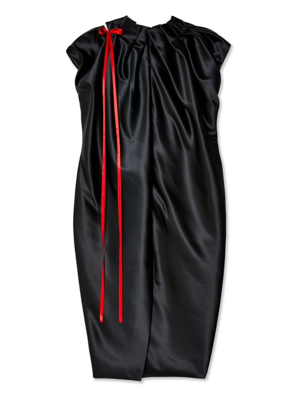 Simone Rocha Satijnen jurk met ruches en strikdetail - Zwart