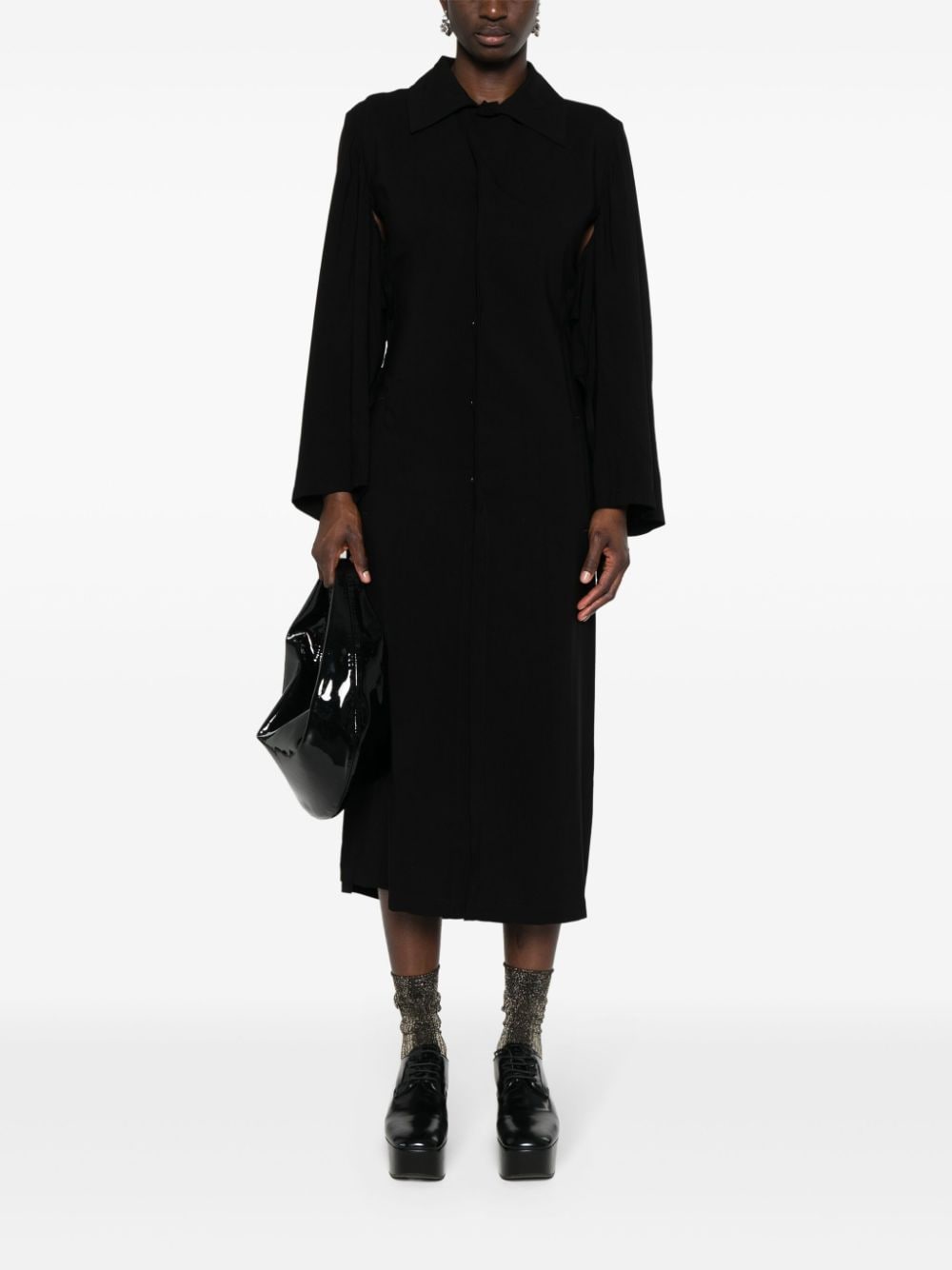 Yohji Yamamoto midi shirt dress - Zwart