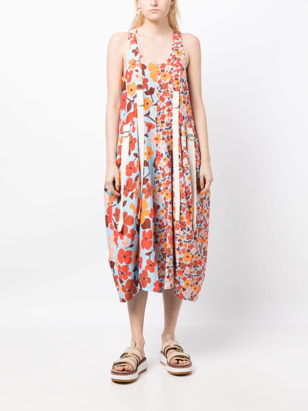 Lee Mathews Midi-jurk met bloemenprint - Blauw