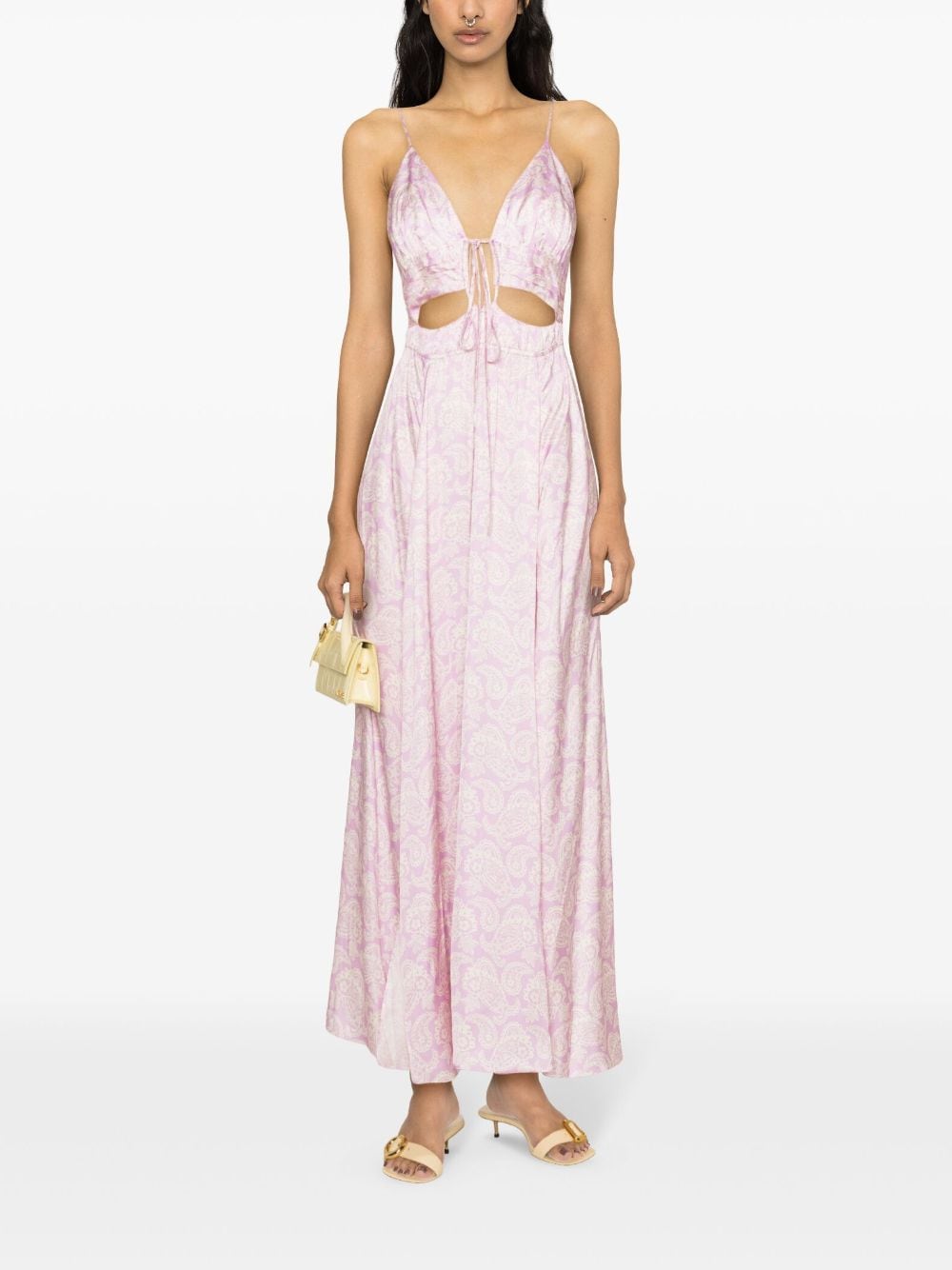 Maje Satijnen maxi-jurk met paisley-print - Roze