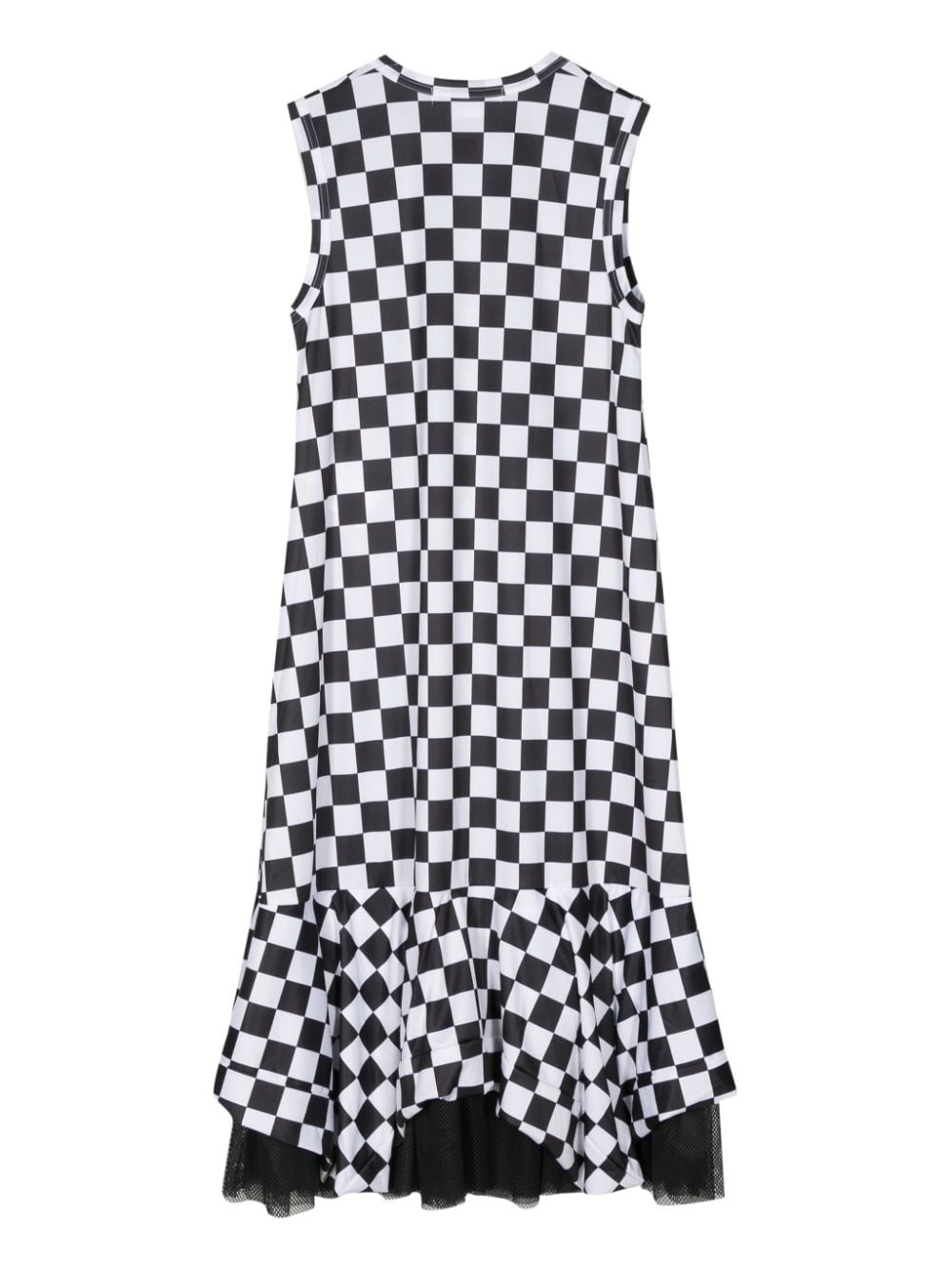 Comme Des Garçons Comme Des Garçons checkerboard-print layered-hem dress - Wit