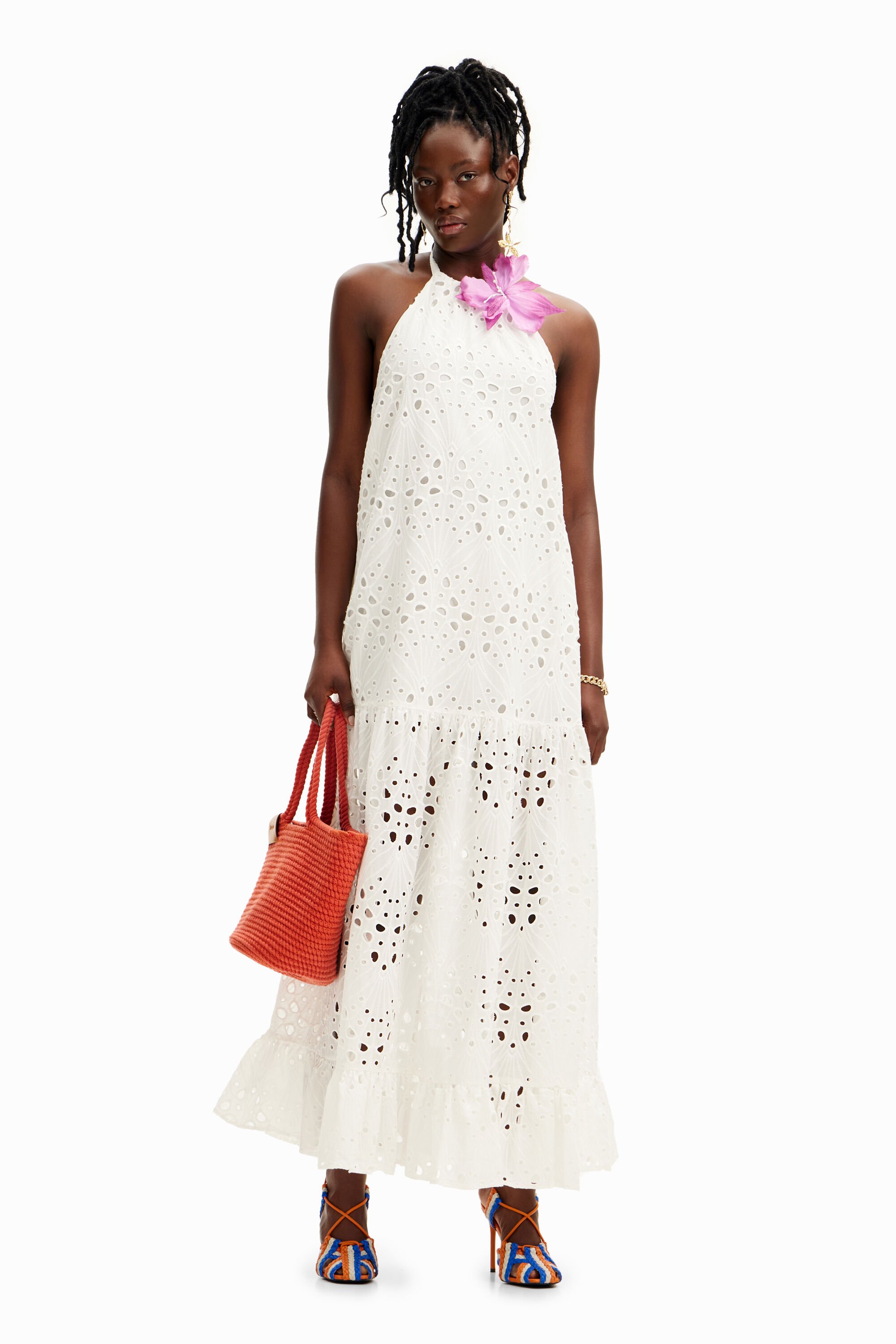 Desigual Lange jurk borduursels Stella Jean - WHITE