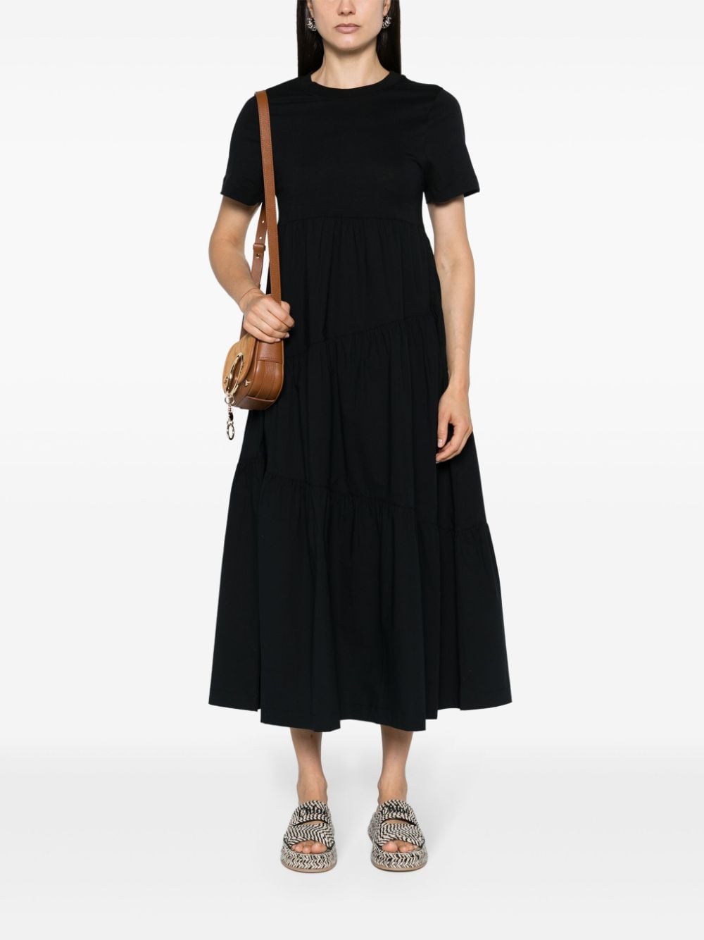 BOSS tiered-skirt T-shirt dress - Zwart