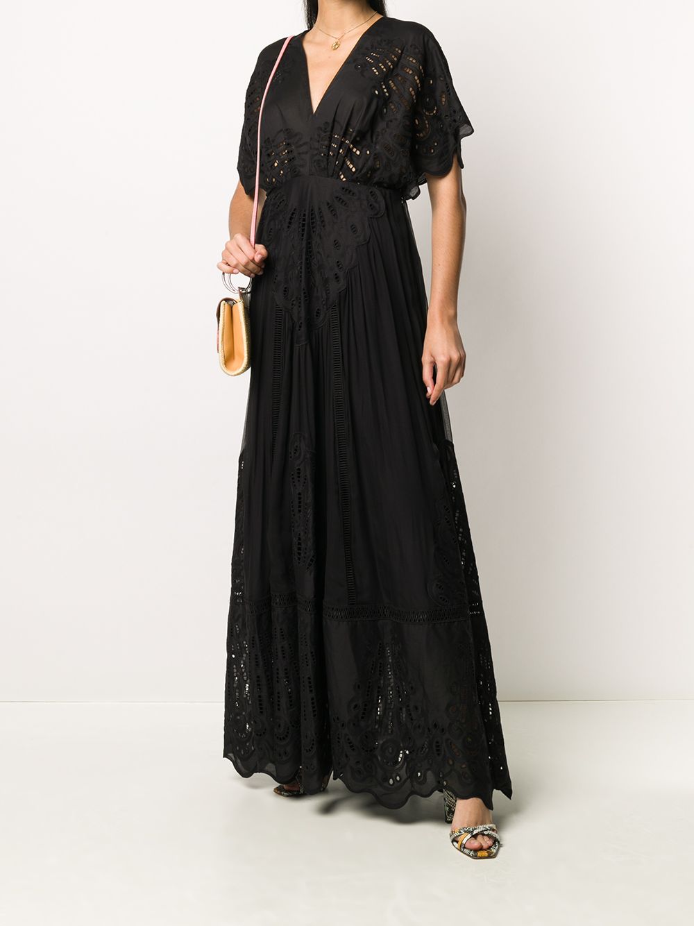 Alberta Ferretti Maxi-jurk met borduurwerk - Zwart
