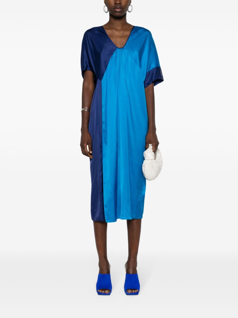 DVF Diane von Furstenberg Ange colourblock midi dress - Blauw