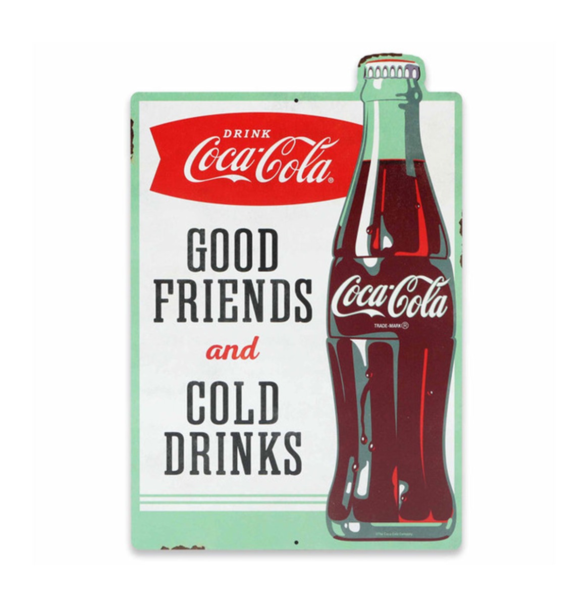 Fiftiesstore Coca-Cola Good Friends & Cold Drinks Metalen Bord - 38 x 25cm