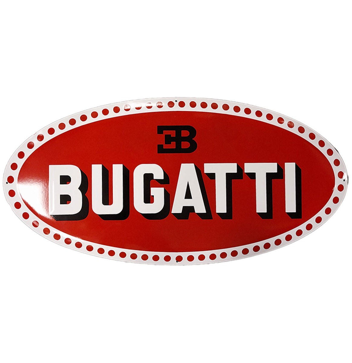 Fiftiesstore Bugatti Logo Emaille Bord - 100 x 50cm