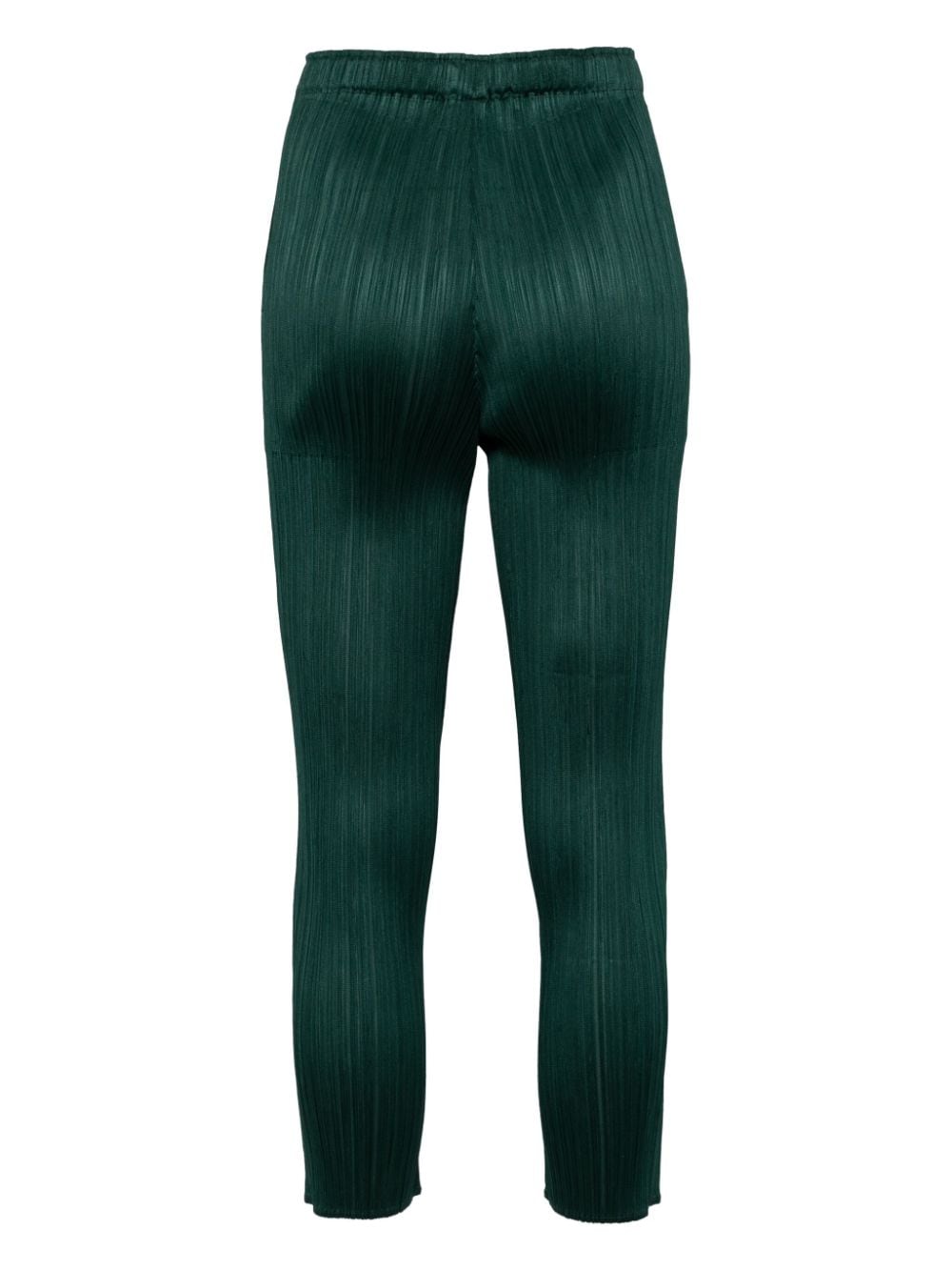 Pleats Please Issey Miyake plissé-effect cropped trousers - Groen
