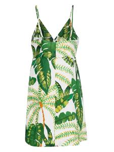 FARM Rio leaf-print linen minidress - Wit