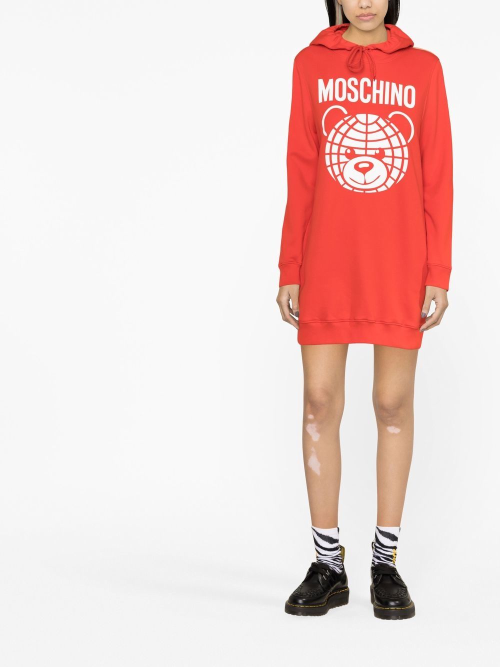 Moschino Sweaterjurk met logoprint - Rood