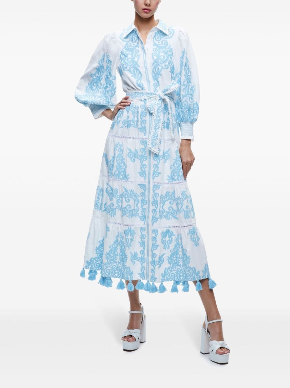 Alice + olivia Shira floral-embroidered shirtdress - Wit