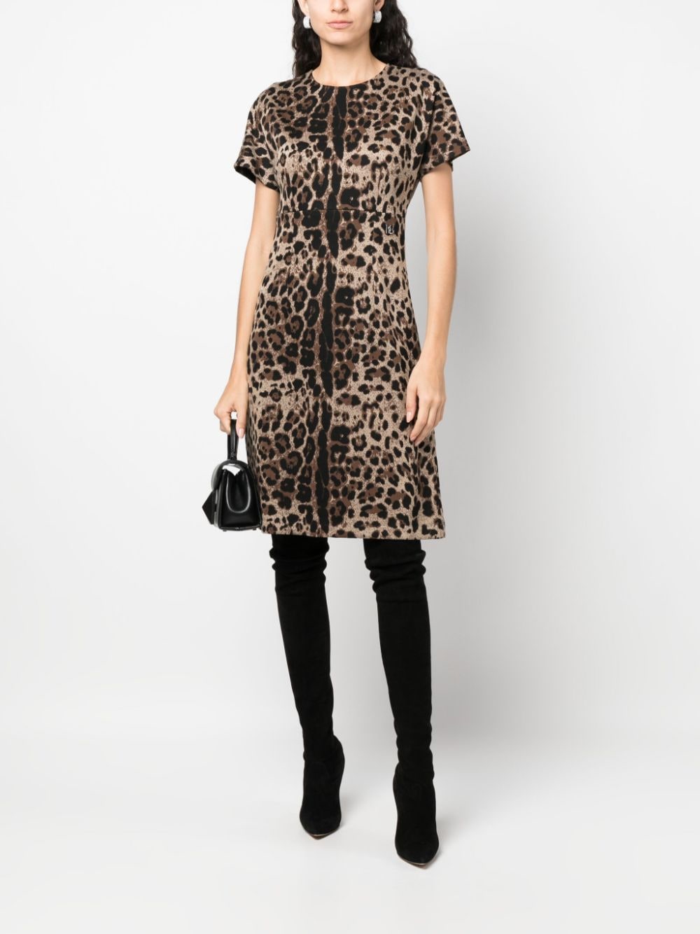 Dolce & Gabbana Jurk met luipaardjacquard - Bruin