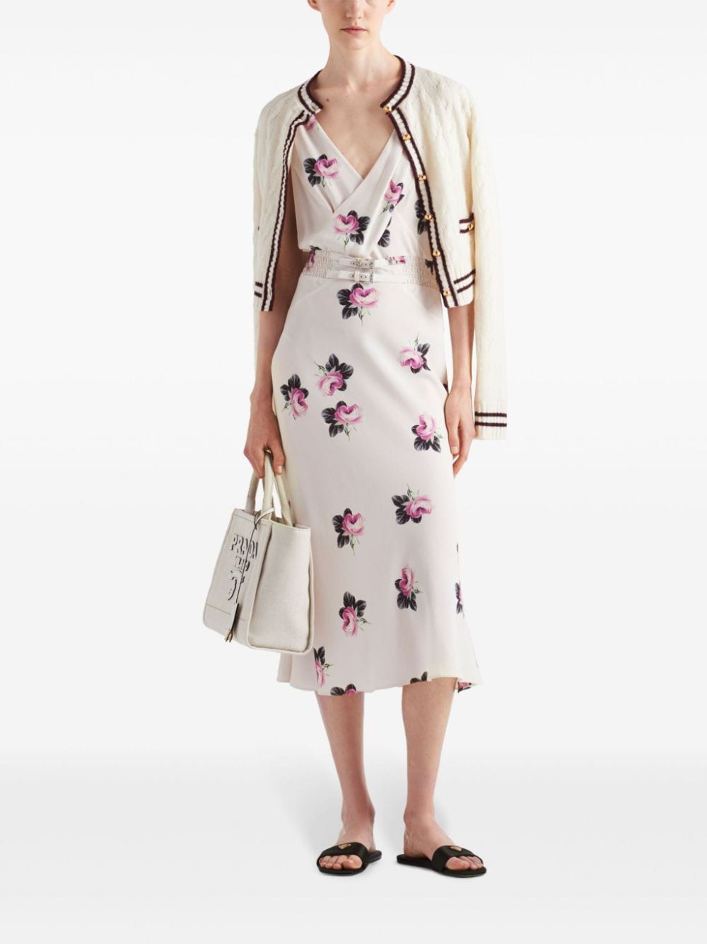 Prada Midi-jurk met bloemenprint - Wit