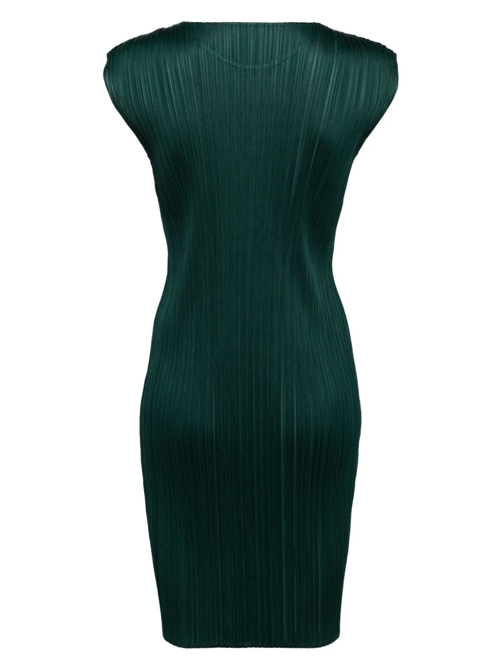 Pleats Please Issey Miyake plissé-effect round-neck dress - Groen