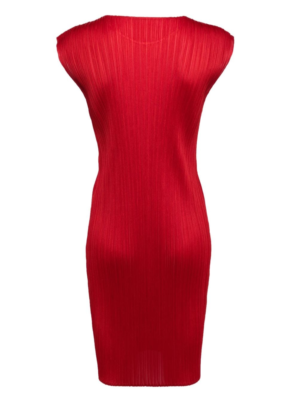 Pleats Please Issey Miyake plissé-effect round-neck dress - Rood