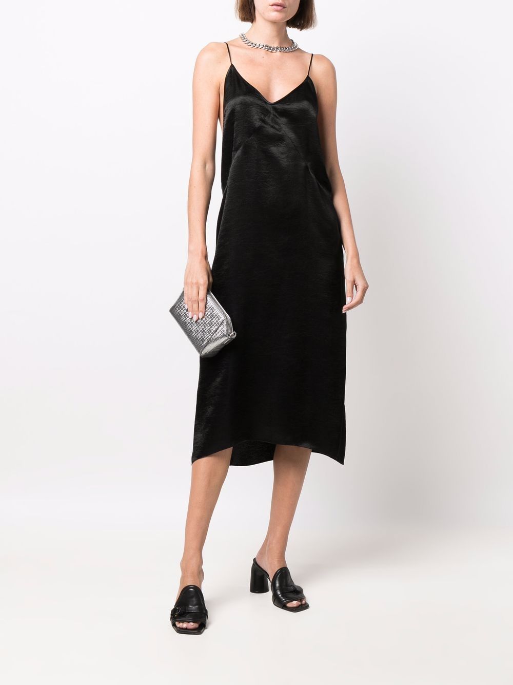 Dsquared2 Midi-jurk met satijnen afwerking - Zwart