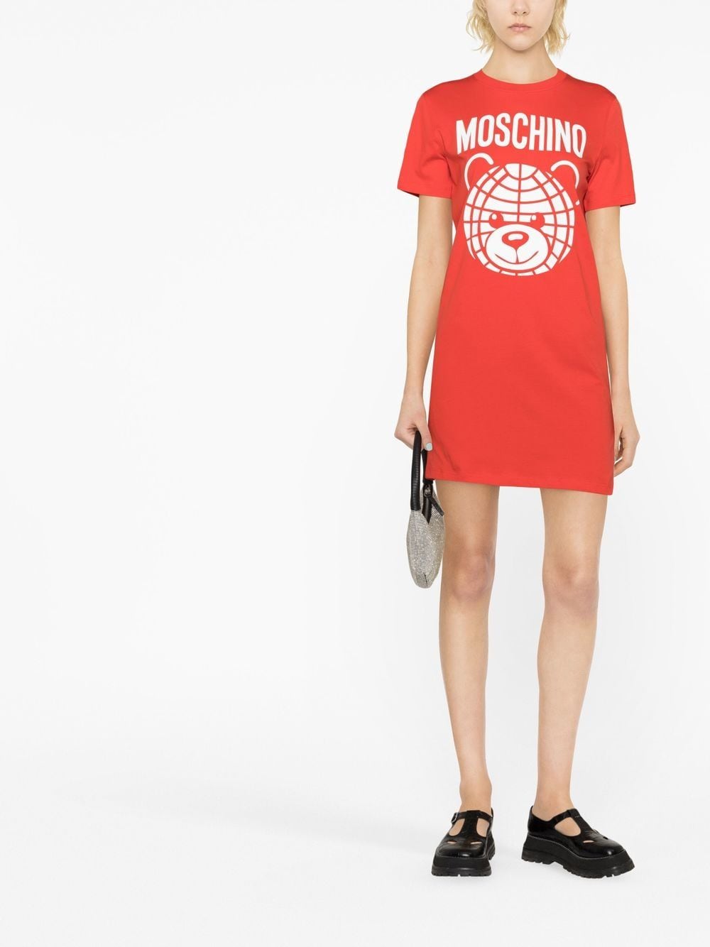 Moschino T-shirtjurk met logoprint - Rood