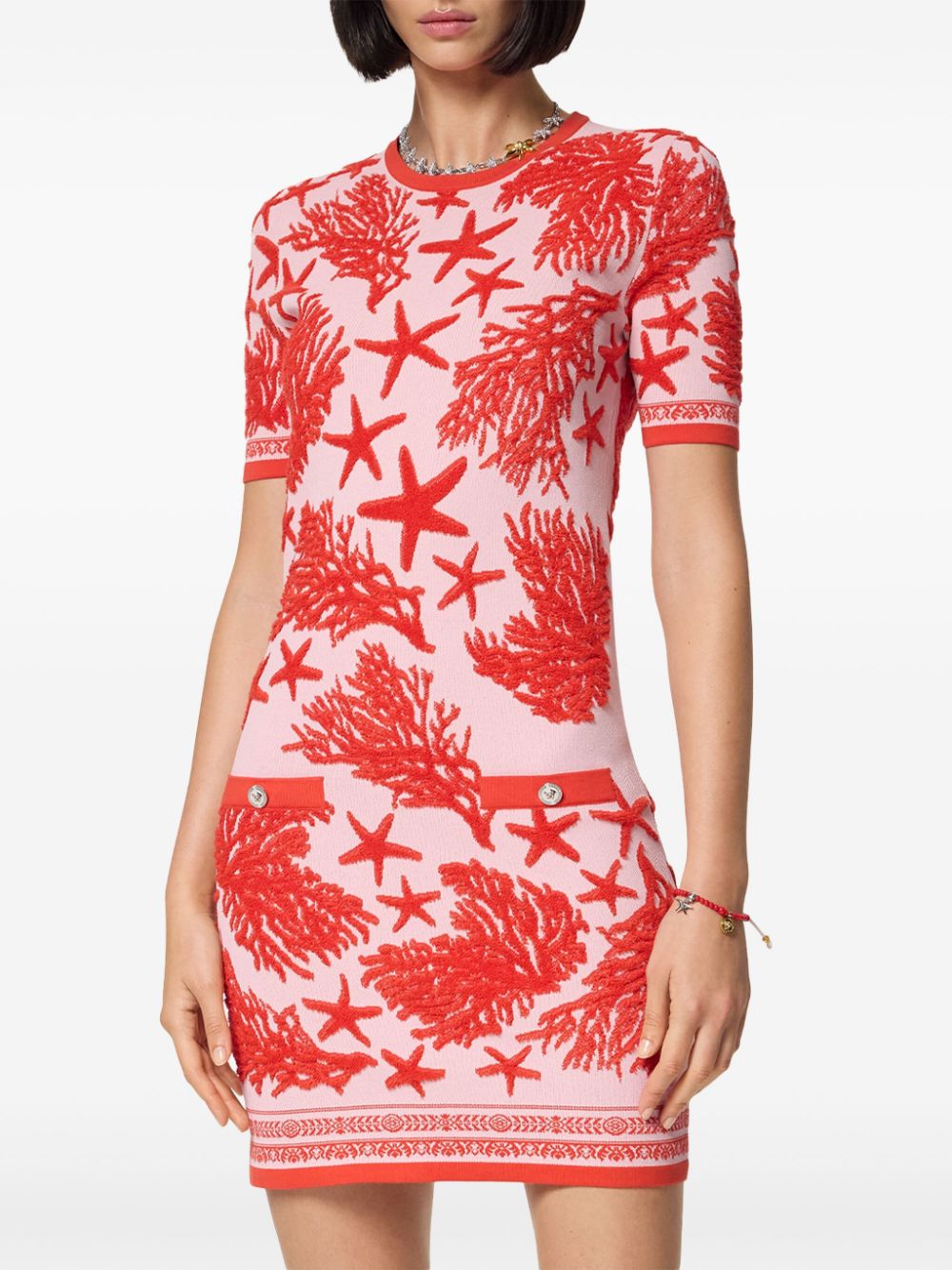 Versace Fijngebreide mini-jurk - Rood
