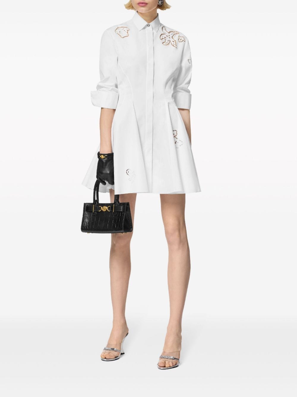 Versace Broderie anglaise blousejurk - Wit