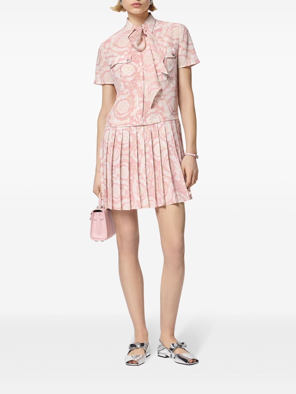 Versace Barocco Athena geplooide mini-jurk - Roze
