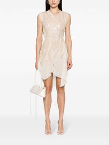 Elena Velez wet-effect asymmetric dress - Beige