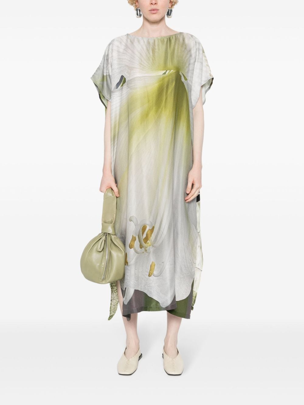 Barbara Bologna Rochie graphic-print satin dress - Groen