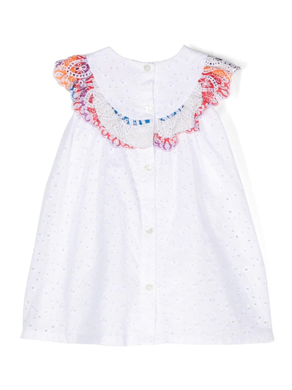 PUCCI Junior Iride-print-trim cotton dress - Wit