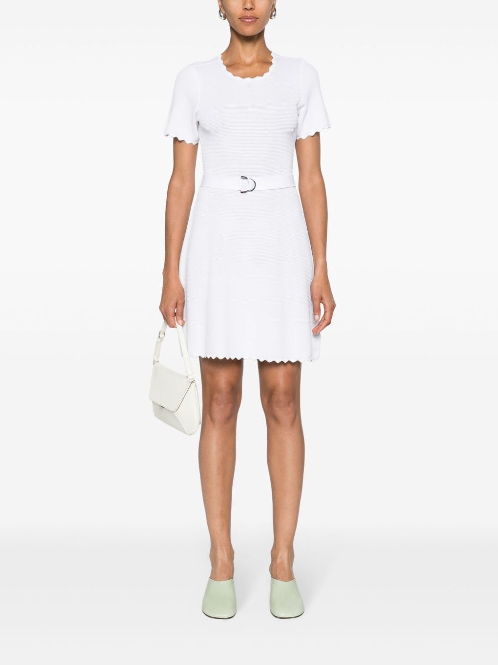 Emporio Armani 3D-knit belted minidress - Wit