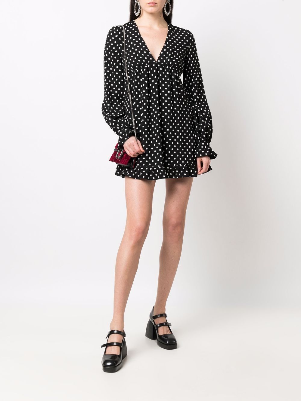 Saint Laurent Flared mini-jurk - Zwart