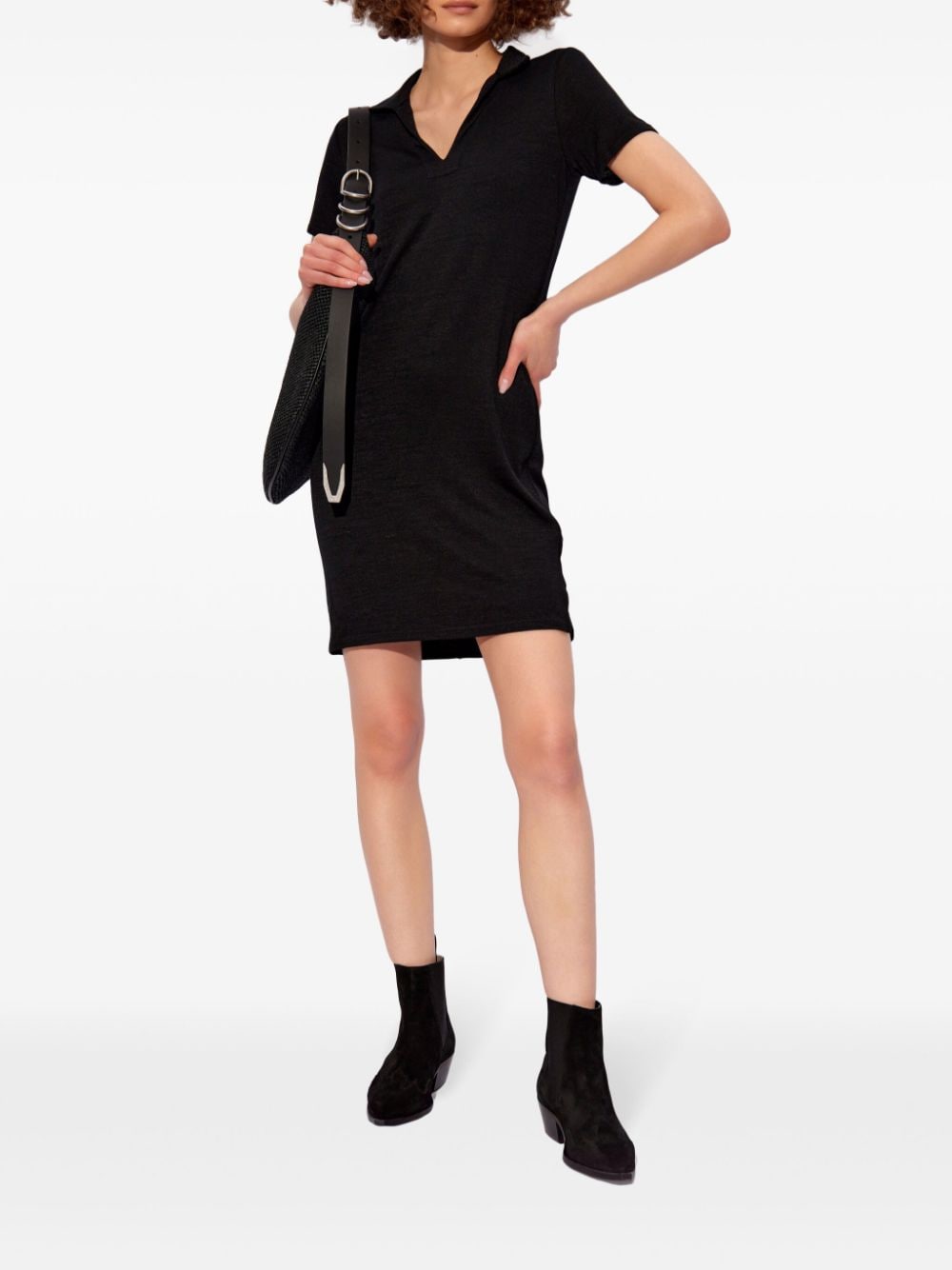 Rag & bone V-neck short-sleeved dress - Zwart