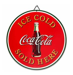 Fiftiesstore Coca-Cola Ice Cold Sold Here Rond Metalen Bord - Ø30cm