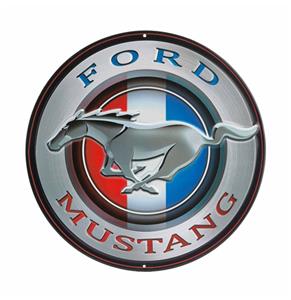 Fiftiesstore Ford Mustang Rond Metalen Bord - Ø30cm