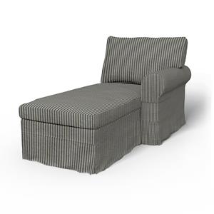 Bemz IKEA - Hoes voor chaise longue Ektorp met armleuning rechts, Dark Blue, Linnen