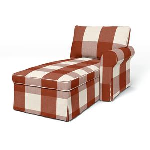 Bemz IKEA - Hoes voor chaise longue Ektorp met armleuning rechts, Terracotta, Linnen