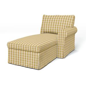 Bemz IKEA - Hoes voor chaise longue Ektorp met armleuning rechts, Sun Yellow, Linnen