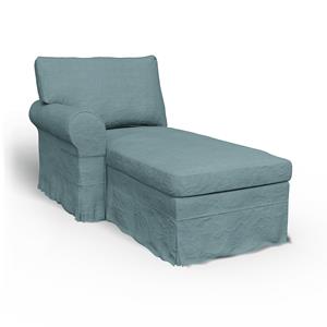 Bemz IKEA - Hoes voor chaise longue Ektorp met armleuning links, Dusty Blue, Linnen