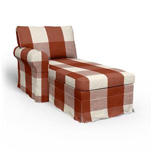 Bemz IKEA - Hoes voor chaise longue Ektorp met armleuning links, Terracotta, Linnen