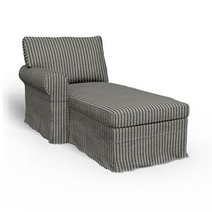 Bemz IKEA - Hoes voor chaise longue Ektorp met armleuning links, Dark Blue, Linnen